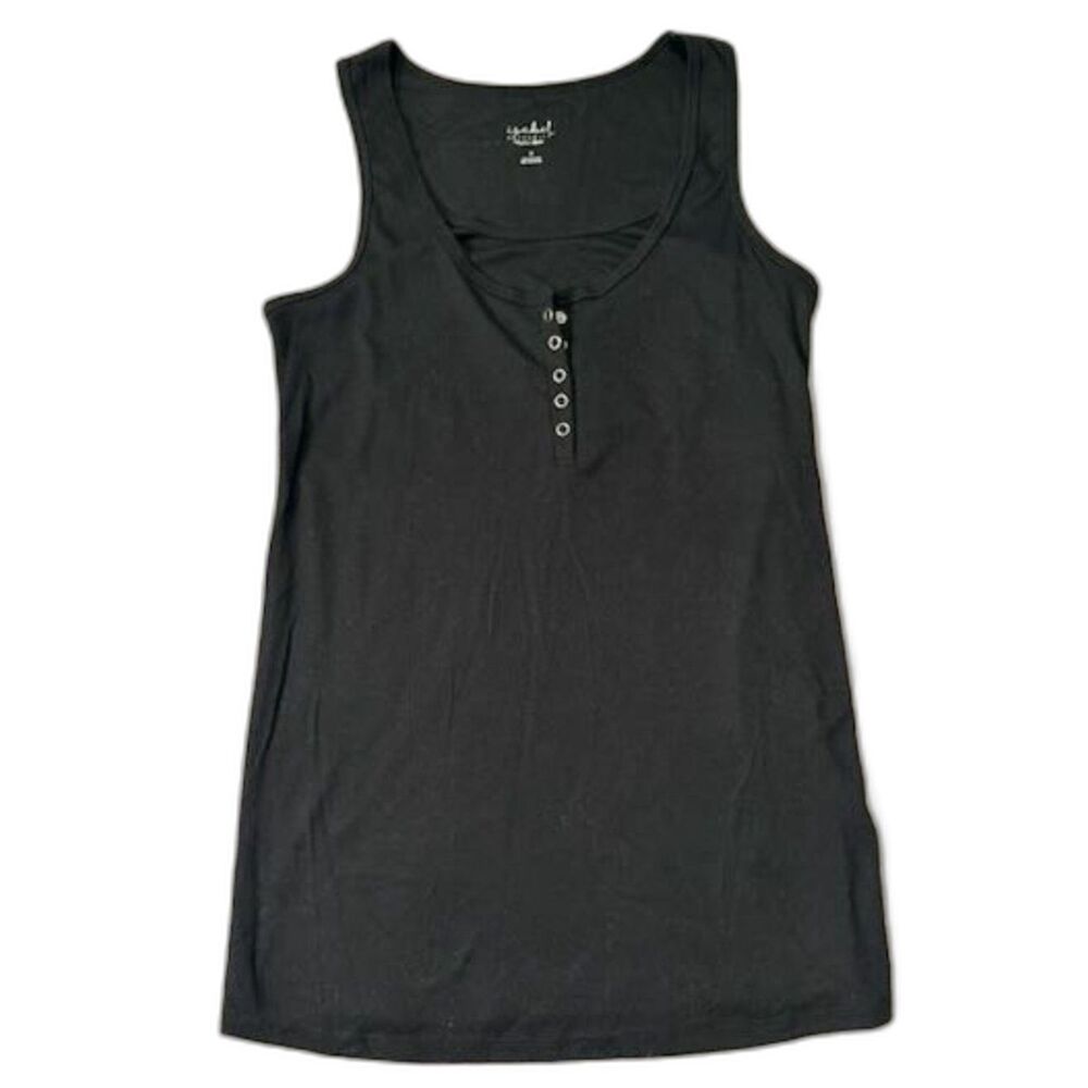 Isabel Maternity by Ingrid & Isabel Tank Top Women's M Black Henley Rib Knit
